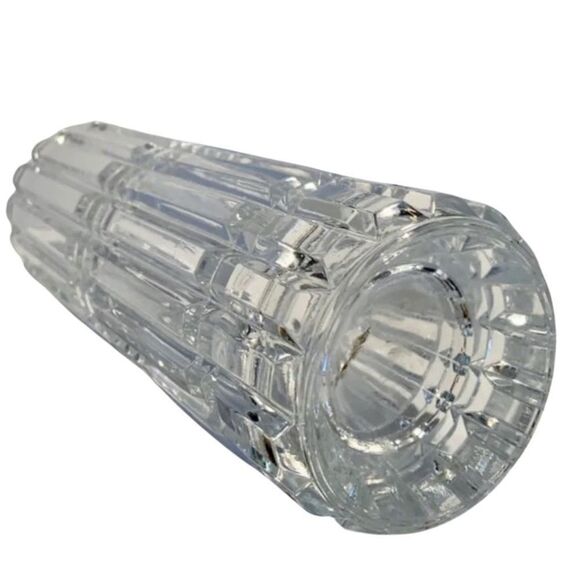 Heavy Stout Mid Century Modern Vintage Cut Crystal Rock Stud Vase - Picture 6 of 6